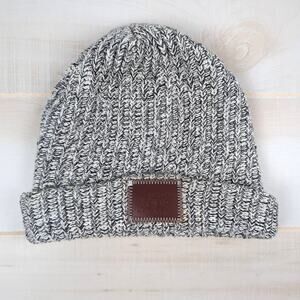Love Your Melon Black and Off-White Knit Speckled Cuffed‎ Beanie